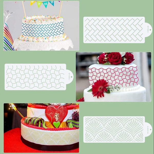 3 stk Cake Mesh-stempler Sjablonger Preging 5 5 5