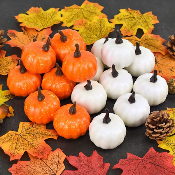 12ST Konstgjord pumpa Halloween dekorationer VIT White