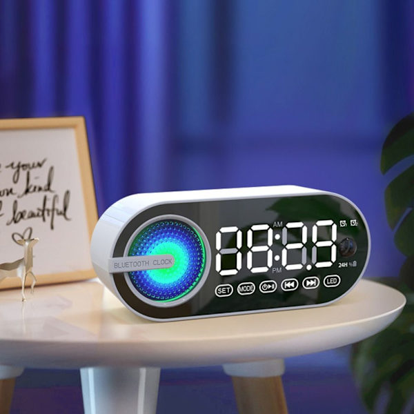 Digital väckarklocka Bluetooth högtalare VIT white