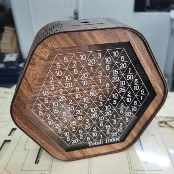 Spareboks Pengesparingsutfordring med talldiagram Wooden