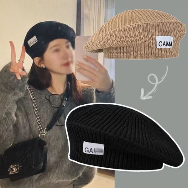 Stickad baskermössa Varm cap BEIGE beige