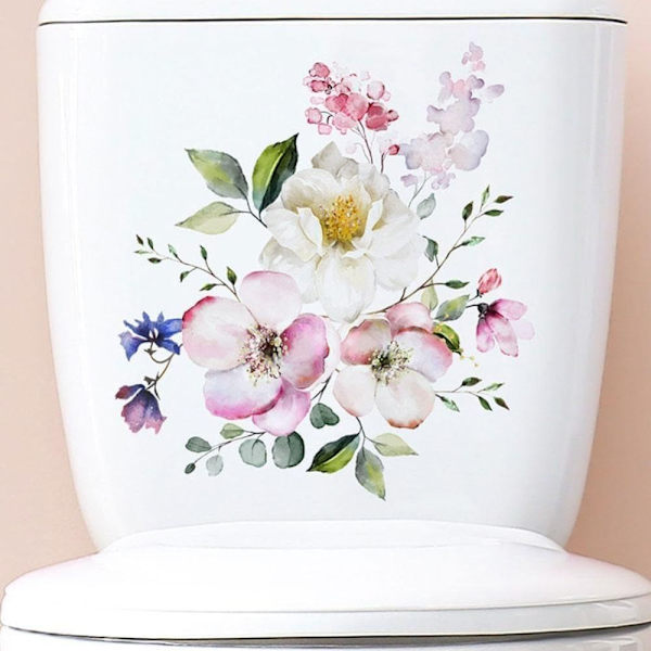Toiletklistermærke med blomstermærkater 2 2 2