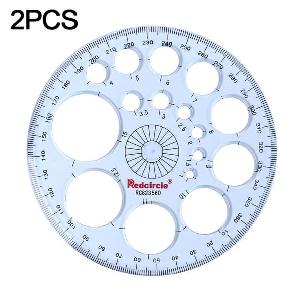 2 Stk Cirkulær Tegningsskabelon Multifunktionslineal Geometrisk 2PCS