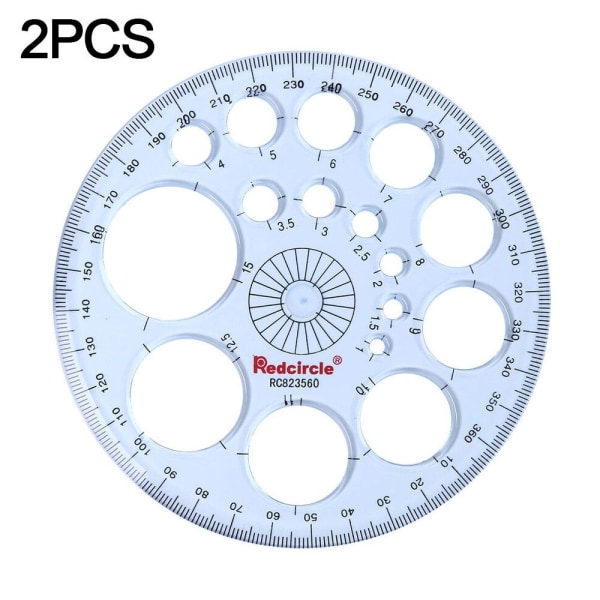 2 stk Sirkulær tegningsmal Multifunksjonslinjal Geometrisk 2PCS