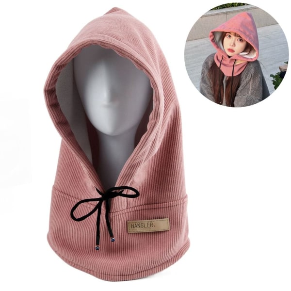 Dam Mjuk Balaclava Pullover Hatt ROSA pink