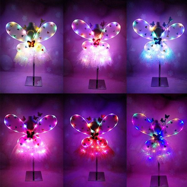 Glowing Wings Butterfly Wings -setit PUNAINEN red