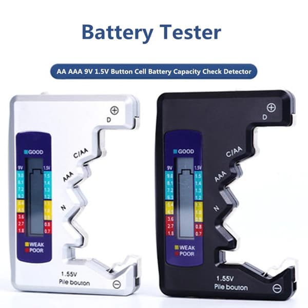 Digital batteritestare LCD-skärm silver