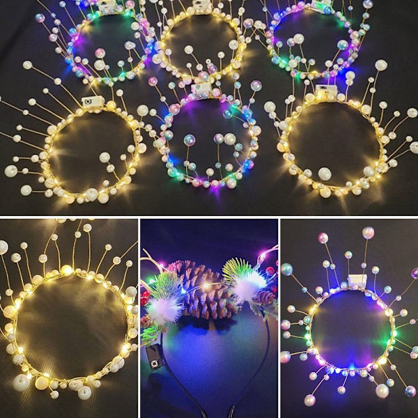 Hehkuva LED-seppele helmikruunukukka 3 3 3