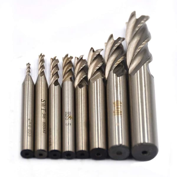8 Stk End Mill Bits Lige Skaft Bore Bits Skæring Fræsning