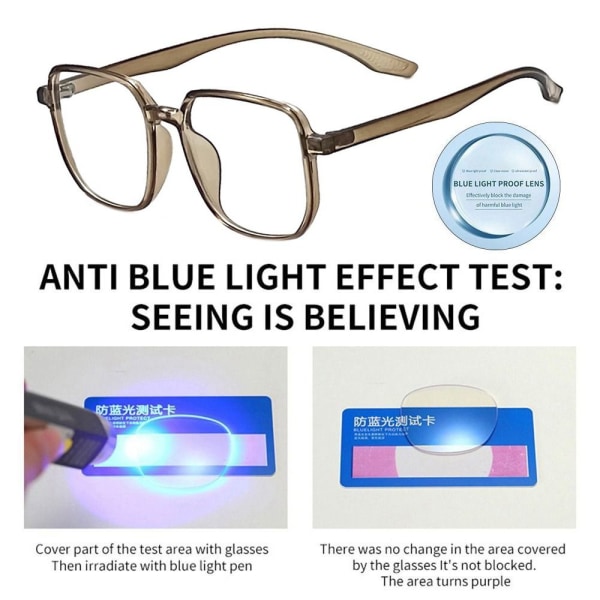 Anti-Blue Light Glasses Square Eyeglasses KHAKI Khaki