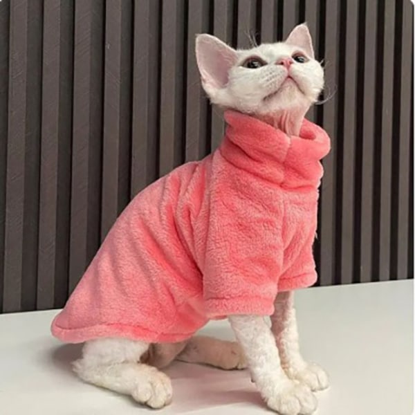 Ny hårløs kattgenser vinterfortykkende varme klær ROSA L Pink L