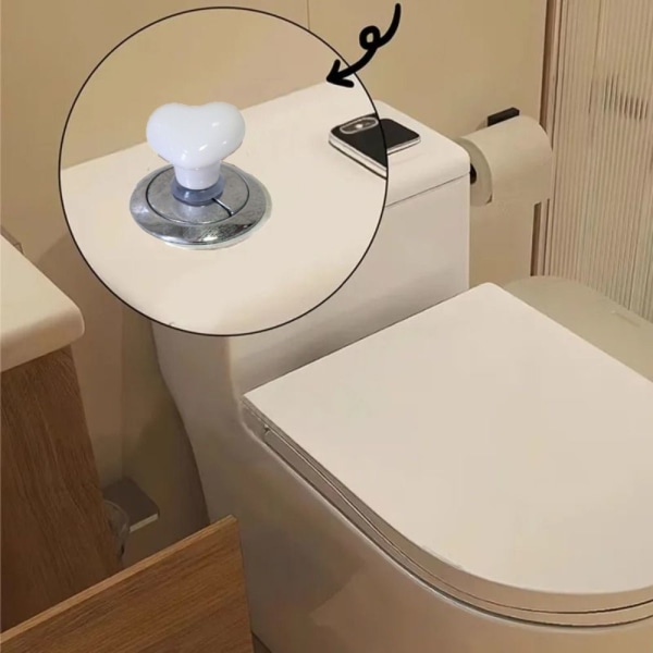 Hjerteformet toalettbeholderknapp Toalettskylleknapp SVART black