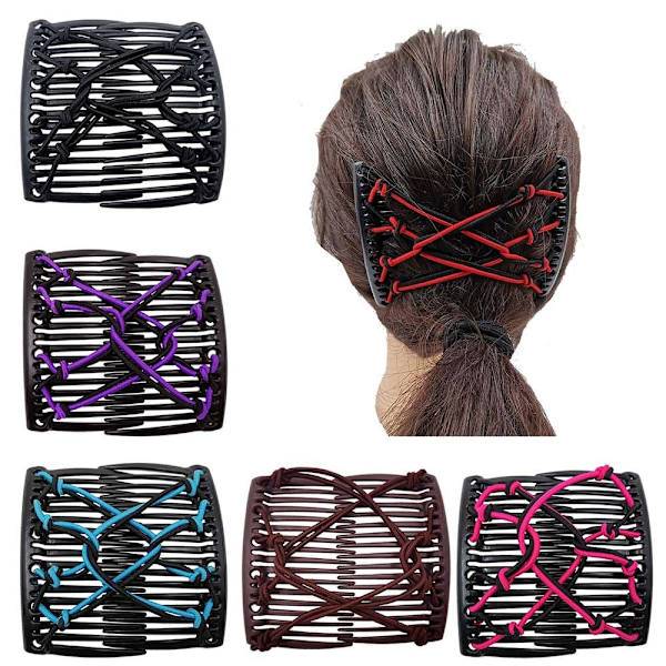 Elastiskt rep Pan Hårklämmor Lazy Comb BLÅ BLUE