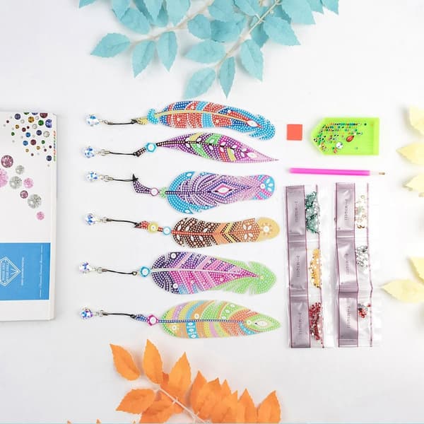 Feather Bookmark Diamantmaleri Bogmærke 06 06 06