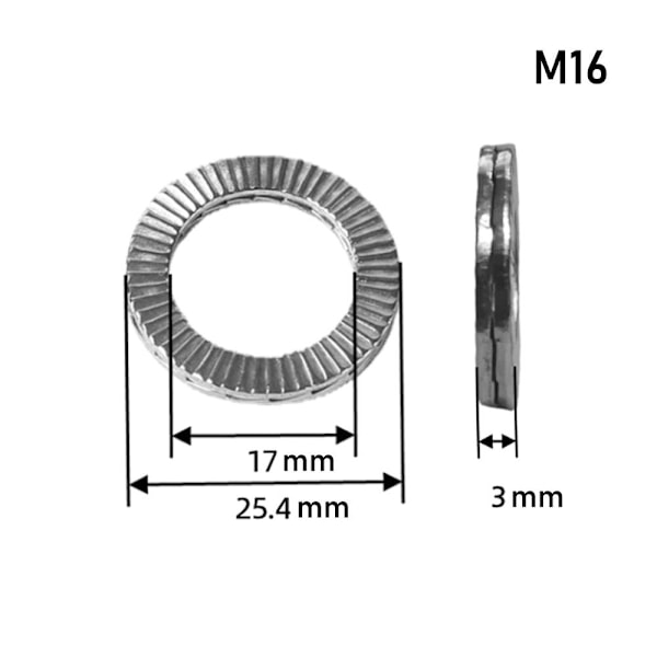 5 kpl lukkoaluslevyjä Kiilalukkoaluslevy M16 M16 M16