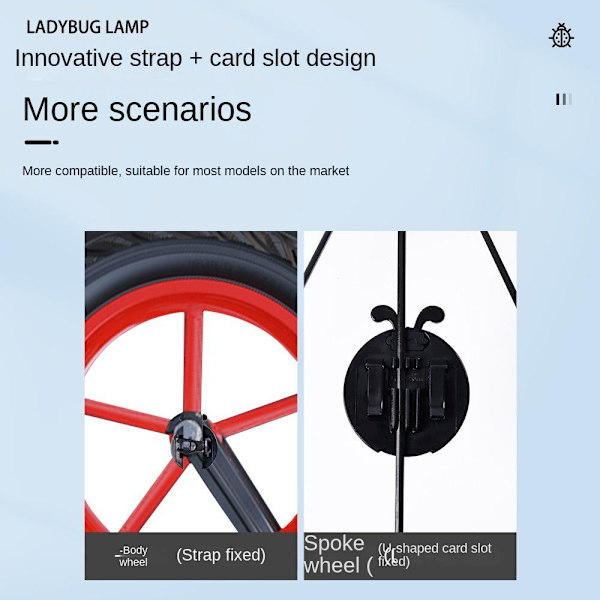 Cykelnyckelpiga Lampa Hjulljus RÖDA Red