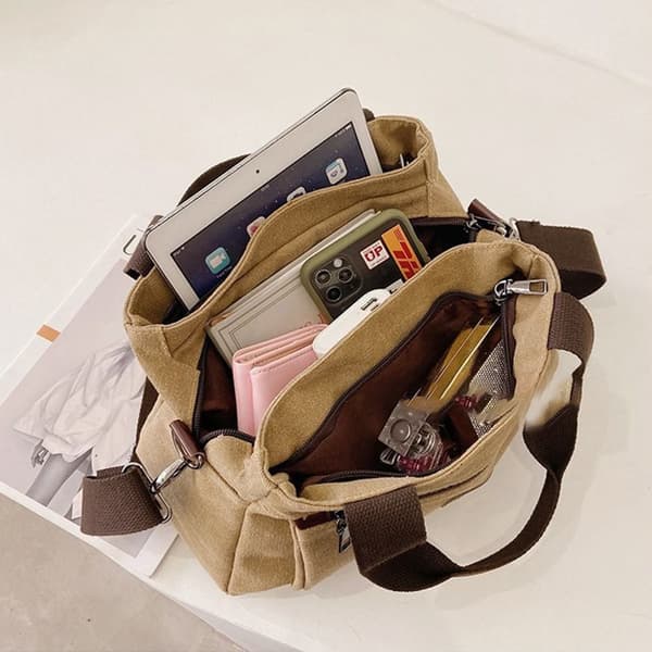 Lærredstaske Messenger Bag SORT black