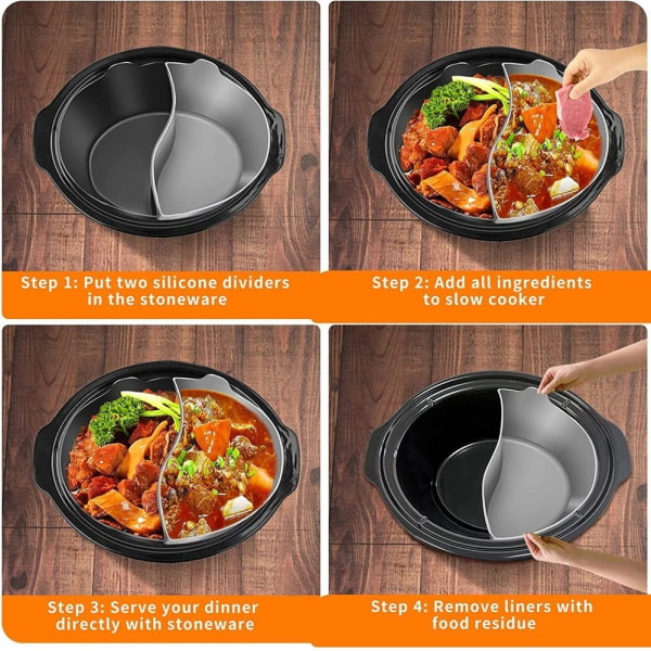 Grå Slow Cooker Liners Passar Crockpot 6-8 QT, återanvändbara Crock Pot Liners