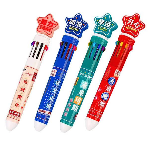 4 Stk 10-farvet kuglepen 10-farvet pen STRIVE STRIVE STRIVE