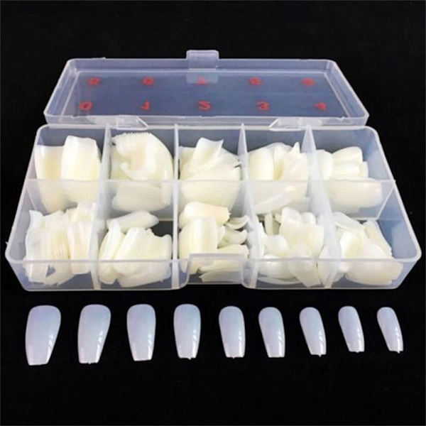 100/600st False Ballerina Nails Full Cover WHITE 100PCS white 100PCS