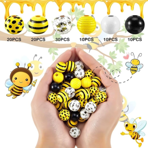Bee Beads Wood Spacer Bead Honeycomb træperler