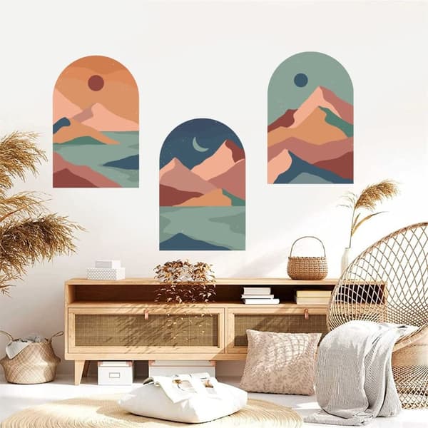 Boho Wall Decal Arch Seinätarrat Sun Moon Mountain Tarrat