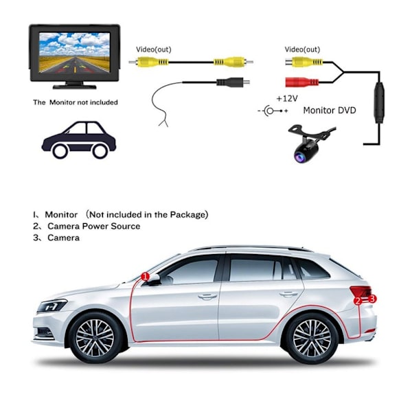 Auto Backup Monitor Peruutus Pysäköintikamera Auton Peruutuskamera 1pcs