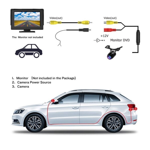 Auto Backup Monitor Revers parkeringskamera Bil ryggekamera 1pcs