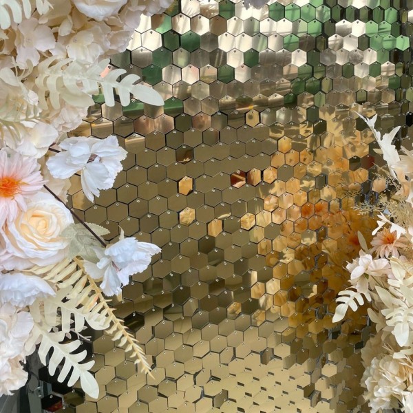 Hexagon Shimmer Board Sequin Panel GULD GULD Gold