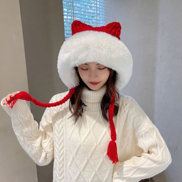 Söt Beanie Hat Virkad Cap VIT white