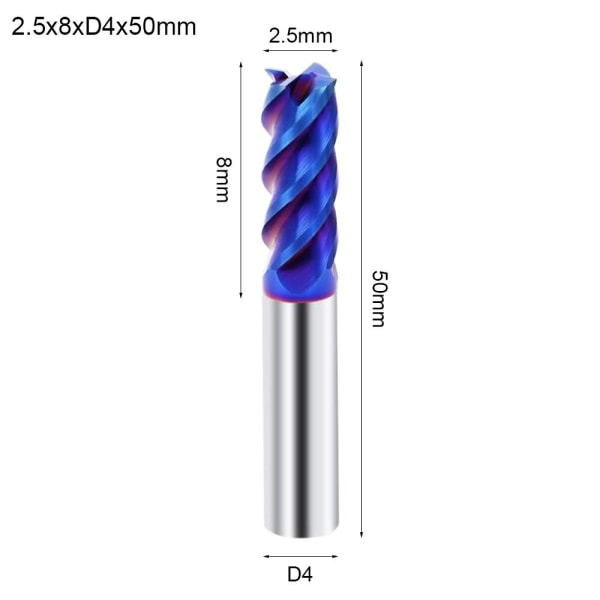 Endfresskjæring Freser 2,5X8XD4X50MM 2.5x8xD4x50mm