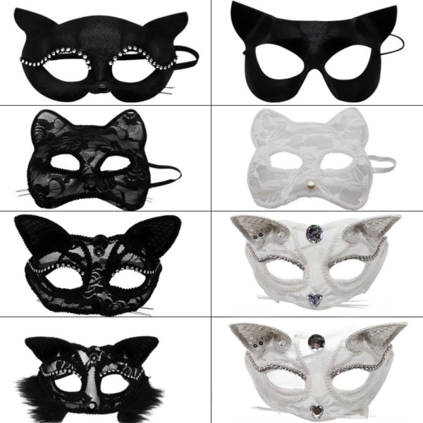 Lace Masquerade Eye Mask Half Face Lace Cat Mask E E E