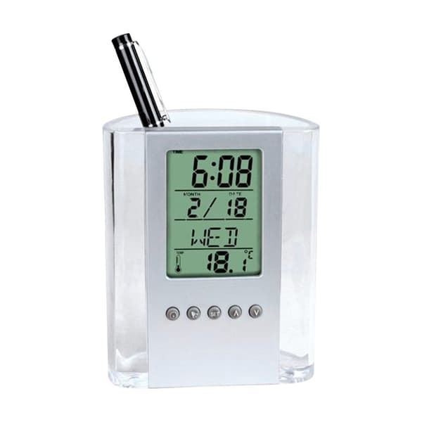 Blyantholder Digital LCD skrivebordsvækkeur