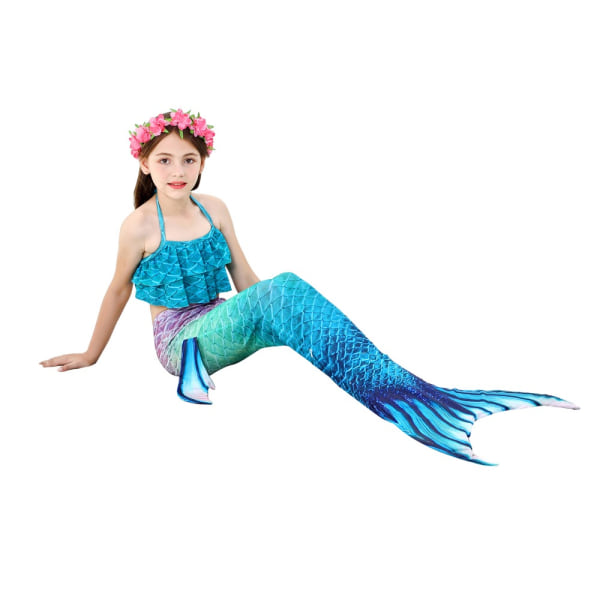 3 stk Kids Mermaid Tail Bikini Sæt B-110CM B-110CM B-110CM