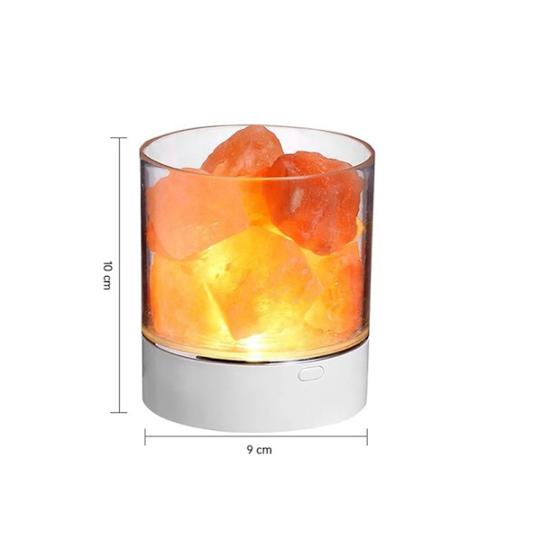 Saltlampa Natural Anion USB Laddning Desktop Färgglad Lampa Sängbord