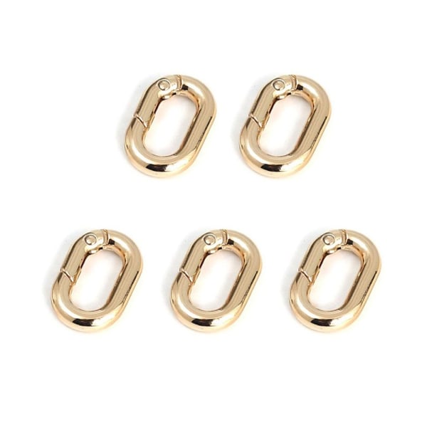 5 st fjäder ovala ringar Väska Bältesspännen GULD 24,8X15,7MM Gold 24.8x15.7mm