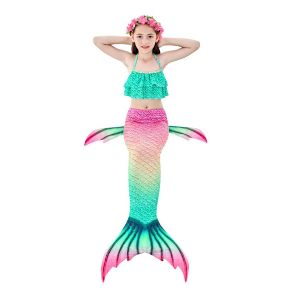 3 stk Kids Mermaid Tail Bikini Sæt C-130CM C-130CM C-130CM