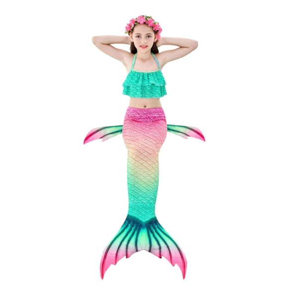 3 stk Kids Mermaid Tail Bikini Sett A-150CM A-150CM A-150CM