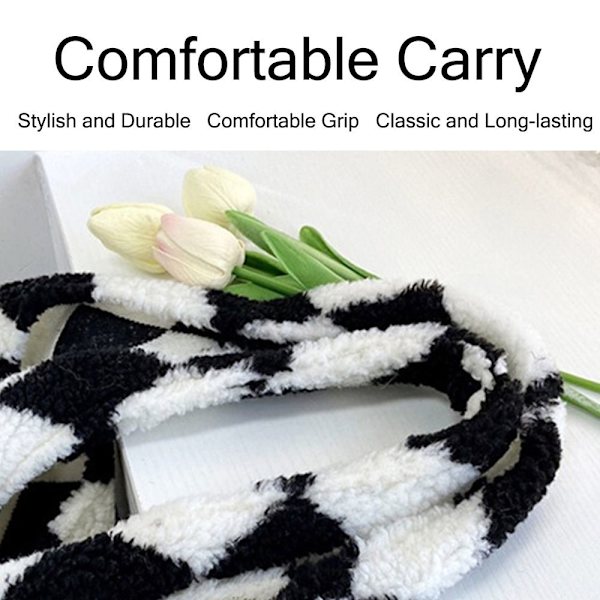 Plys underarmstaske Dame Fluffy Skuldertaske SORT SORT Black