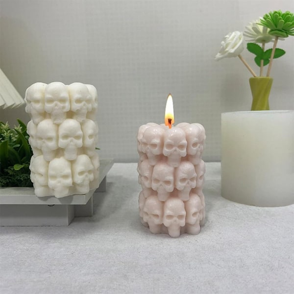 Candle Mold 3D Skull Design Pillar Candle