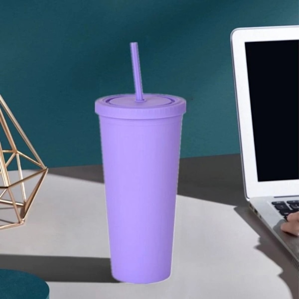 Kaksikerroksinen Skinny Tumbler muovinen Forsted-vesipullo VALKOINEN White