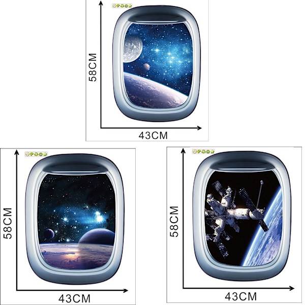 3D Space Astronaut Window Väggdekor Galaxy and Planet