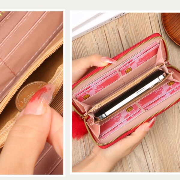 Naisten pitkä lompakko vetoketjullinen kolikkokukkaro PINKKI pink