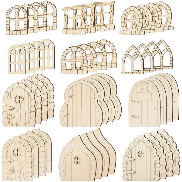 48/64 kpl Miniature Fairy Door Tonttutalon portti 3 (48 KPL) 3 (48 KPL) 3(48pcs)