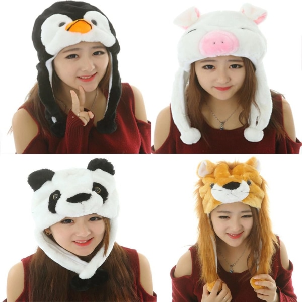 Plysj Moving Hat Animal Earklap Hat 3 3 3