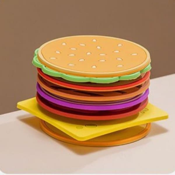 8 stk/sett Burger Shape Coaster Cup Pad Isolasjonsmatte