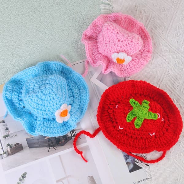 2 stk. Valpe Katter Strikket Lue Hatt Hodeplagg 7 7 7