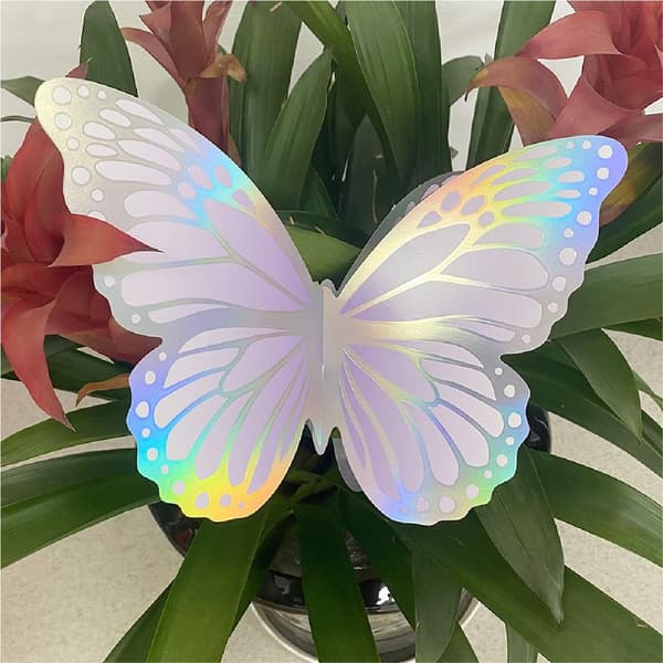 18 KPL 3D-perhostarrat Ontot perhoset Tarrat RAINBOW rainbow silver