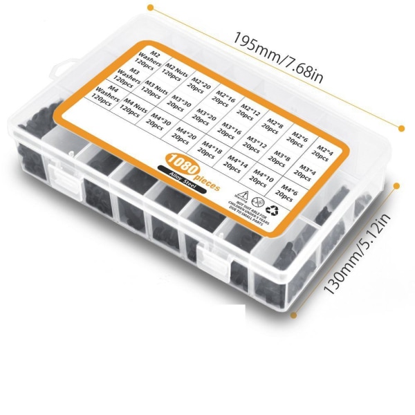 1080stk Hylseskruesett Karbonstålskruer Metriske skruer