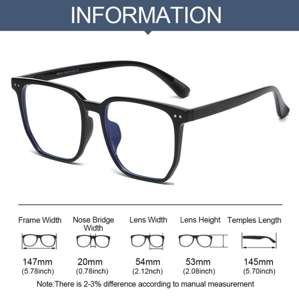 Anti-Blue Light Glasses Oversized Eyeglasses Ultra Light Frame Black white
